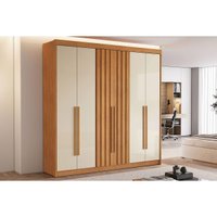 Guarda Roupa 6 Portas (2 Ripadas) e 6 Gavetas Portugal Cinamomo/Off White - Conquista