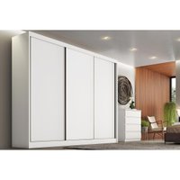 Guarda Roupa 3 Portas de Correr e 6 Gavetas Sollo/Logan Neve - Novo Horizonte