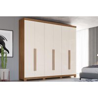 Guarda Roupa 6 Portas e 4 Gavetas c/ Pés Pétrus Nature/Off White - Henn