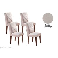 Kit 4 Cadeiras de Cozinha Berlim 4 Un Cafe/Linho Turim Bege - Rufato