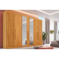 Guarda Roupa 6 Portas (2 Ripadas e 2 c/ Espelho) e 6 Gavetas Potente Peroba - Europa