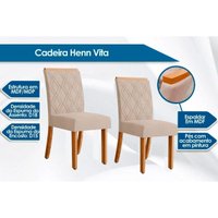 Conjunto: Mesa Sala Jantar Dora c/ Tampo Madeirado 90x90cm e 4 Cadeiras Nina Nature/Off White - Suede Marrom - Henn