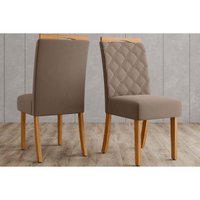 Kit 2 Cadeiras Sala Jantar Bella 2 Un Nature/Suede Marrom Amendoa - Henn