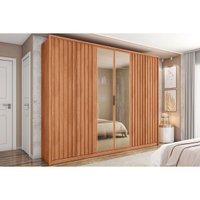 Guarda Roupa 6 Portas e 4 Gavetas c/ Vidro Reflecta Centurium Freijo - Caemmun