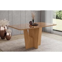 Mesa p/ Cozinha Vértice SC35 c/ Tampo Madeirado c/ Vidro Curvo 160x90cm Nature - Henn