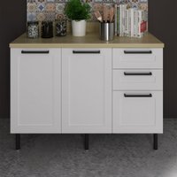 Balcão de Cozinha 120 Cm 2 Portas 3 Gavetas Cz3300 Branco - Tecno Mobili
