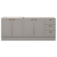 Balcao Pia 120 cm Balcao Cooktop 80 cm Americana Cinza Calcare Henn