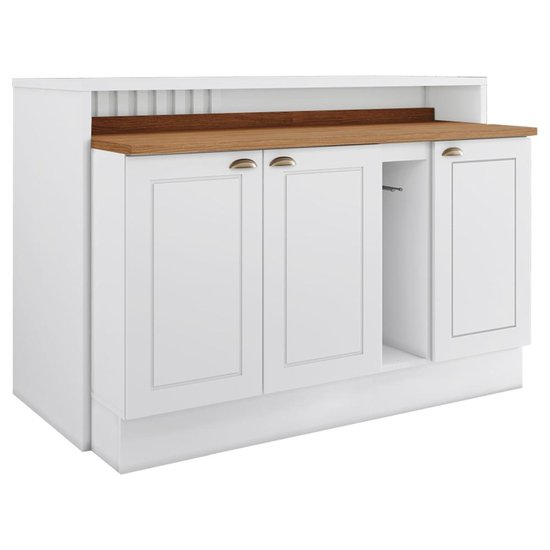Bancada E Balcao Gourmet 146cm CE818 Americana Branco Nature Henn
