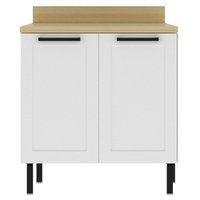 Balcão Com Tampo 80 cm 2 Portas MDF Branco Tecno Mobili