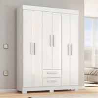 Guarda Roupas Casal 6 Portas 2 Gavetas Libano Branco Flex Notável