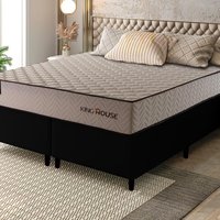 Conjunto Cama Box Espuma San Diego Bege Queen 158x198x67
