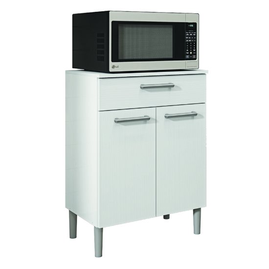 Armário de Cozinha Balcão Multiuso Para Micro Ondas Com Gaveta Diamante Branco Kit's Paraná