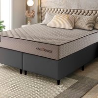 Conjunto Cama Box Queen Espuma Bege 158x198x67 -  San Diego