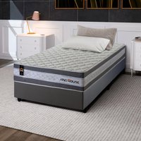 Conjunto Cama Box Molas Ensacadas Cinza Solteiro 96x203x65 -  Alpine