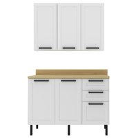 Armario Aereo Balcao Com Tampo MDF 120 cm CZ33 Branco Carvalho Tecno Mobili