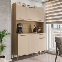 Armário de Cozinha com Balcão Cler 6 Portas 1 Gaveta Freijó/Vanilla - Pnr Móveis