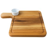 Tábua Teca para Servir 35X22cm Ramekin 30ml Lanches Petisqueira com Molheira Zanline