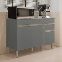 Balcão de Cozinha 120 Cm Silver 3 Portas 1 Gaveta Gris - Pnr Móveis