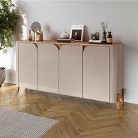 Balcão Buffet Memphis 4 Portas Off White/Cedro - Casa D