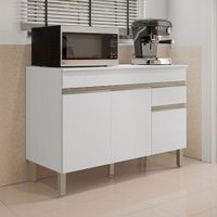 Balcão de Cozinha 120 Cm Silver 3 Portas 1 Gaveta Supremo - Pnr Móveis