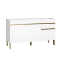 Balcão de Cozinha para Pia 150 Cm Silver 3 Portas 1 Gaveta Supremo - Pnr Móveis