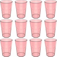 Kit 12 Copos Plásticos Rosa Quartzo 400ml Água Suco Bebidas Ou Translúcido