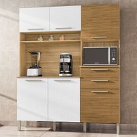 Armário de Cozinha com Balcão Huge 6 Portas 2 Gavetas Ripado 3d Freijó/Supremo - Pnr Móveis