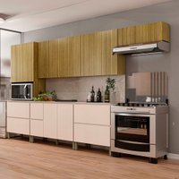 Cozinha Completa Insel 12 Portas 4 Gavetas Freijó/Vanilla - Pnr Móveis