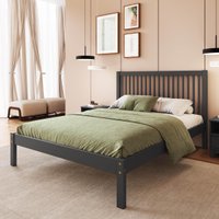 Cama de Casal de Madeira Maciça para Colchão 138x188cm Multimóveis CR35276 - Charcoal