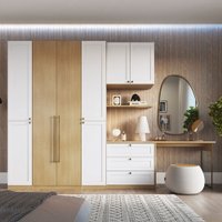Guarda-Roupa Casal Modulado Infinity 8 Portas 6 Gavetas 100% Mdf Savana/Branco - Genialflex