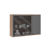 Armário Aéreo Milla com Portas de Vidro e Nog/Cinza 120 Carraro