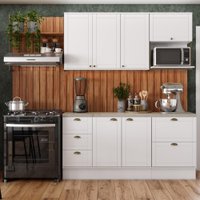 Cozinha Completa Milla Max Armário e Balcão Branco Carraro
