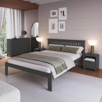 Cama de Casal de Madeira Maciça para Colchão 138x188cm Multimóveis CR35273 - Charcoal