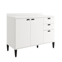 Balcão de Cozinha 1200mm 2 Portas 3 Gavetas Com Tampo Lótus Carraro Branco