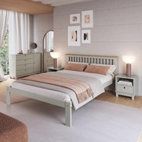Cama de Casal de Madeira Maciça para Colchão 138x188cm Multimóveis CR35273 - Verde Frost/Oak