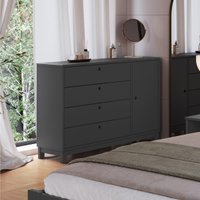Cômoda de Madeira Maciça com 1 Porta e 4 Gavetas 110cm Multimóveis CR35279 - Charcoal