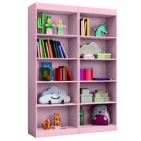 Kit 2 Estantes Livreiro Office Multiuso 8 Prateleiras Rose J&A