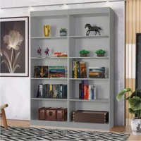 Kit 2 Estantes Livreiro Office Multiuso 8 Prateleiras Cinza J&A