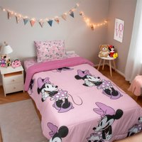 Edredom Solteiro Mickey & Minnie Disney Malha 100% Algodão 150x220cm Minnie Beauty Rosa