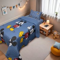 Edredom Solteiro Mickey & Minnie Disney Malha 100% Algodão 150x220cm Mickey Mouse Jeans