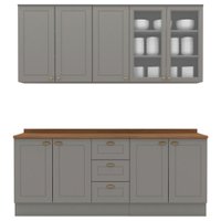 Cozinha Modulada 200cm CE854 Americana Cinza Nature Henn