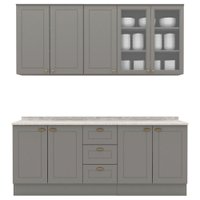 Cozinha Modulada 200 cm CE854 Americana Cinza Calcare Henn