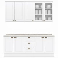 Cozinha Modulada 200 cm CE854 Americana Branco Calcare Henn