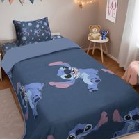 Edredom Solteiro Stitch Disney 150x220cm 100% Algodão Big Stitch Blue