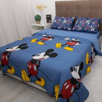 Edredom Casal Mickey & Minnie Disney Malha 100% Algodão 200x220cm Mickey Mouse Jeans