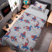 Edredom Solteiro Homem Aranha Marvel 150x220cm 100% Algodão Spider Wall Cinza