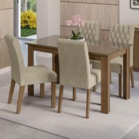 Conjunto Sala de Jantar Mesa Tampo de Vidro 4 Cadeiras Celina Madesa Rustic/Imperial