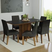 Conjunto Sala de Jantar Mesa Tampo de Madeira 6 Cadeiras Renata Madesa Rustic/Preto/Oxford