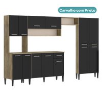 Armário Cozinha Completa Arizona Plus - Carraro   Carvalho com Preto