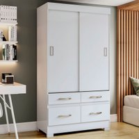 Guarda-Roupa Solteiro évora 2 Portas 4 Gavetas Flex Branco/Rosa Chá Be25 - Pnr Móveis